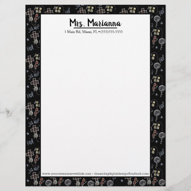 En-tête De Lettre Marelle éducative de l'été Script pour enseignant (Devant)