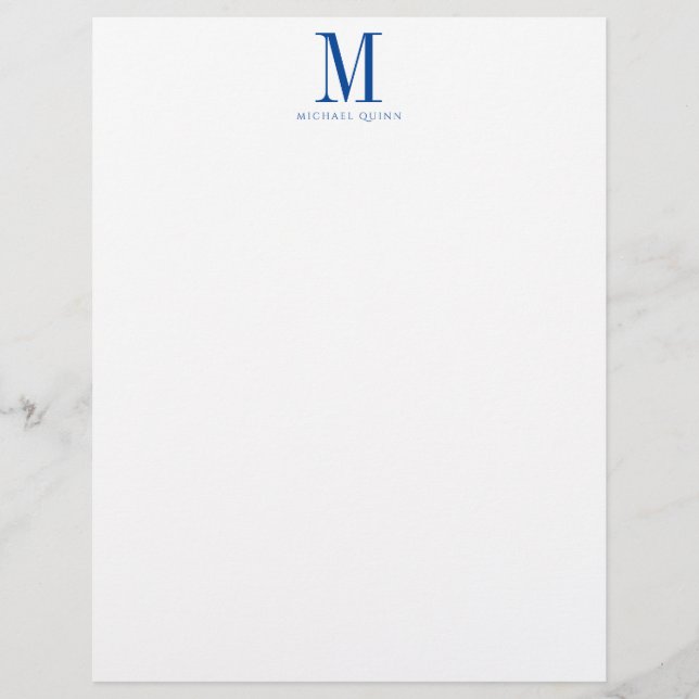 En-tête De Lettre Masculine ProfessionnelI Monogramme bleu (Devant)