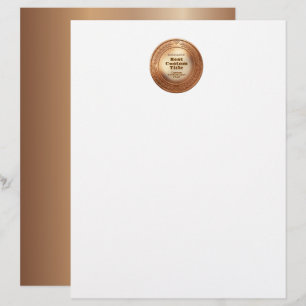 En-tête De Lettre Médaille de bronze réaliste 3D personnalisable et