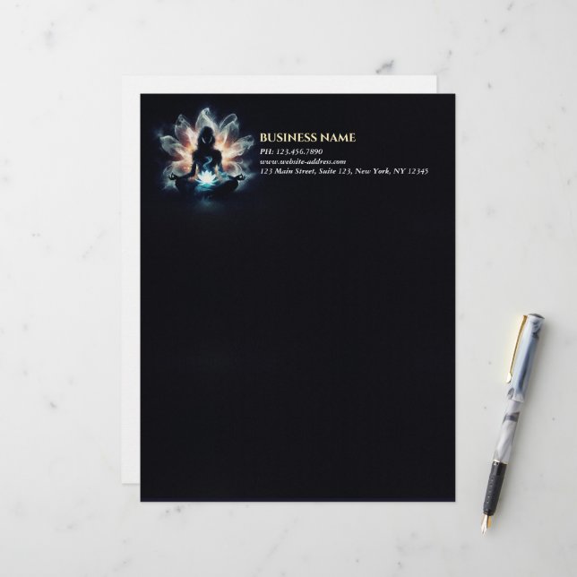 En-tête De Lettre Méditation de l'instructeur de yoga Pose de la Mis (Devant/Arrière en situation)