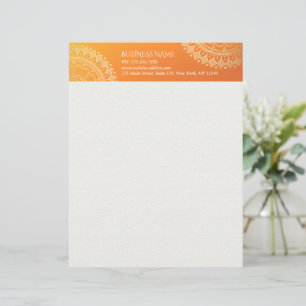 En-tête De Lettre Méditation Yoga Enseignant Moderne Orange Or Manda