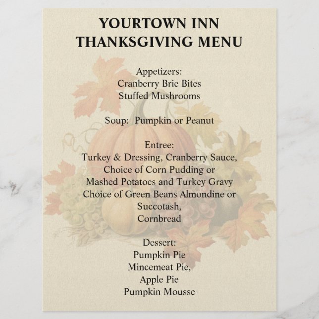 En-tête De Lettre Menu de récolte (Devant)