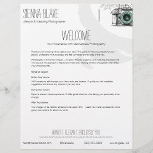 En-tête De Lettre Modèle de pochette de bienvenue pour photographe m
