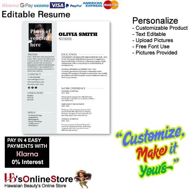 En-tête De Lettre Modèle de reprise personnalisable avec photo 17 (Customizable Resume Template with Photo Letterhead 17.)
