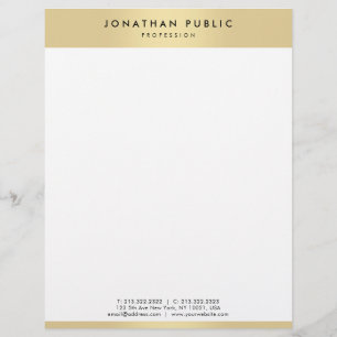 En-tête De Lettre Modèle élégant moderne blanc de charme d'or de