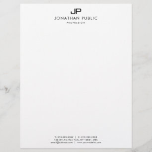 En-tête De Lettre Modèle simple de monogramme noir et blanc moderne