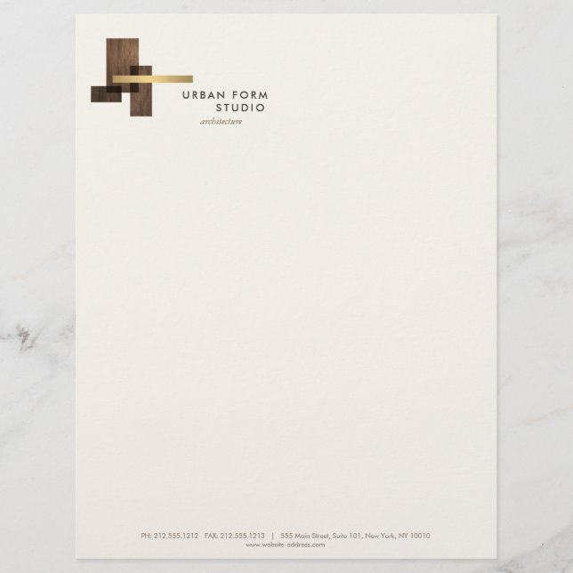 En-tête De Lettre Modern Architect Wood Logo Ivory (Devant)