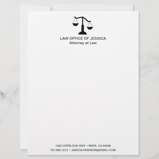 En-tête De Lettre Modern Classic Scales Of Justice Law Letterhead (Devant)