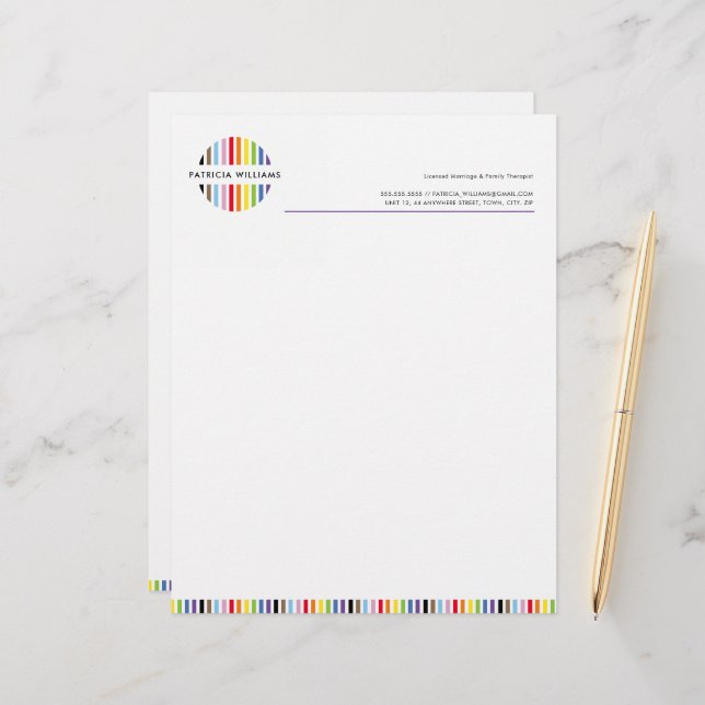 En-tête De Lettre MODERN MINIMAL stripe logo rainbow pride LGBTQ (Devant/Arrière en situation)
