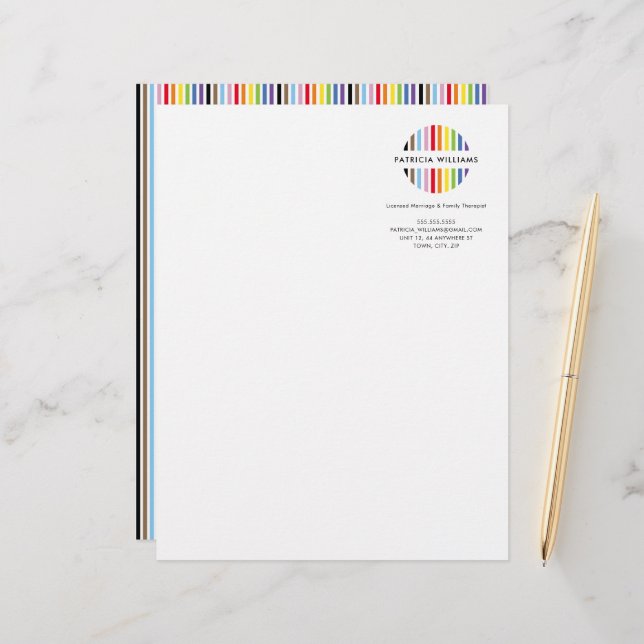 En-tête De Lettre MODERN MINIMAL stripe logo rainbow pride LGBTQ (Devant/Arrière en situation)