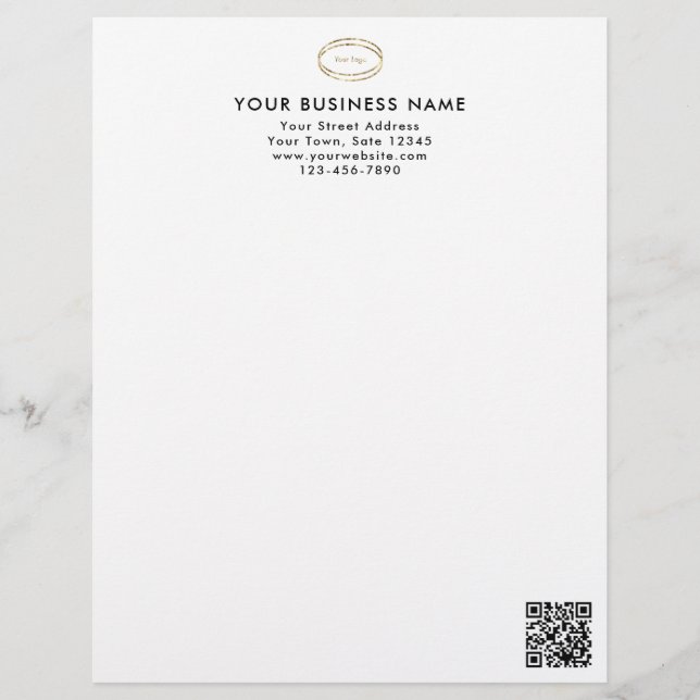 En-tête De Lettre Modern Minimalist Black QR Code Business Logo (Devant)