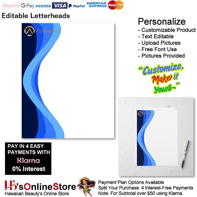 En-tête De Lettre Modern Minimalist Company Blue White Business (Modern Minimalist Company Blue White Business Letterhead.)