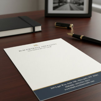 En-tête De Lettre Modern Navy Gold Law Firm Monogram Letterhead