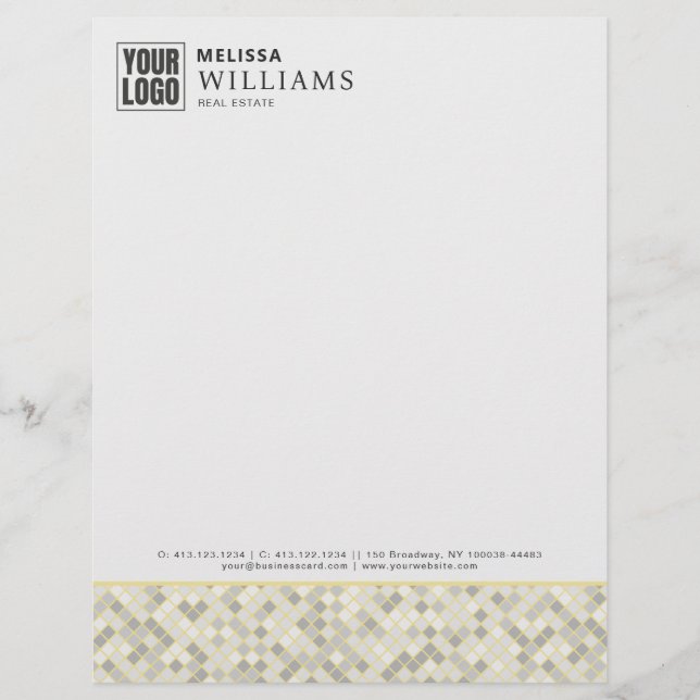 En-tête De Lettre Modern Yellow & Gray Geometric Business Letterhead (Devant)
