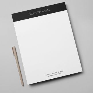 En-tête De Lettre Moderne minimaliste noir et gris professionnel
