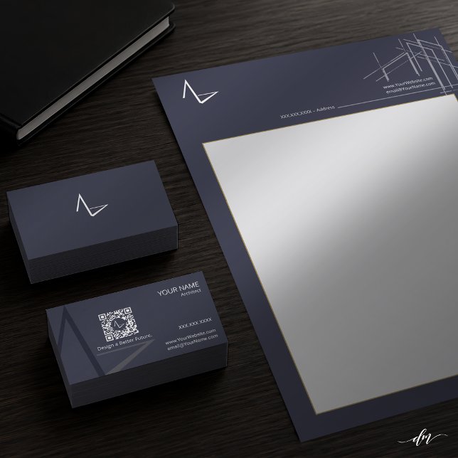 En-tête de lettre moderne pour architecte recto-ve (Professional stationery that reinforces your brand with every client communication.)