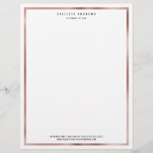 En-tête De Lettre Moderne Simple Chic Rose Or Blanc Bordure Avocat
