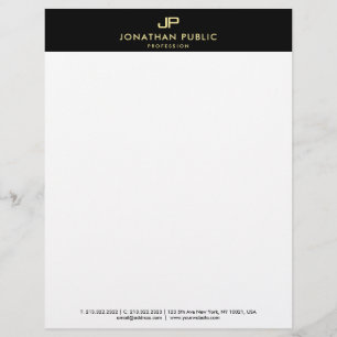 En-tête De Lettre Moderne simple de monogramme noir créatif d'or