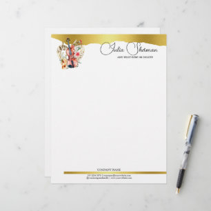 En-tête De Lettre Monogram Gold Violon Script moderne minimaliste