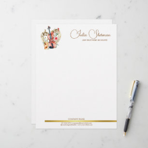 En-tête De Lettre Monogram Gold Violon Script moderne minimaliste