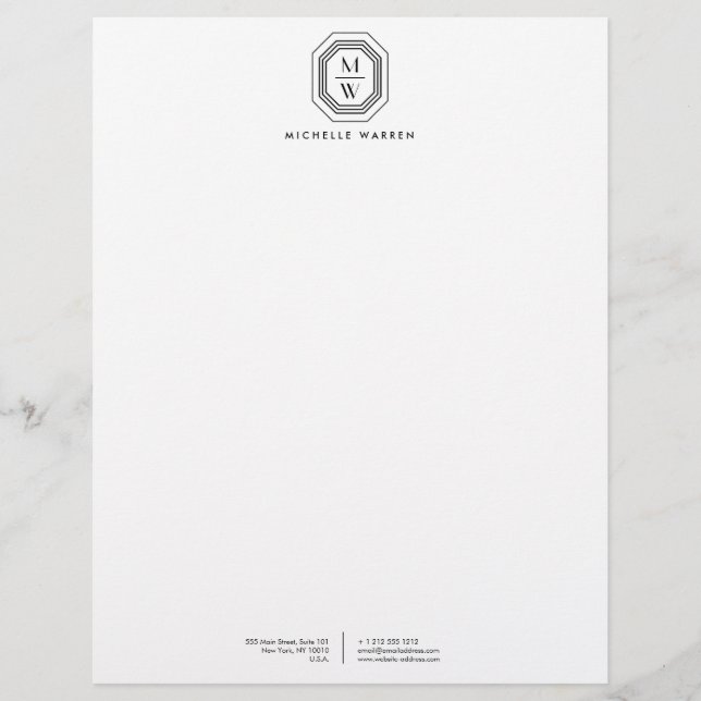 En-tête de lettre Monogramme Art déco noir/blanc (Devant)