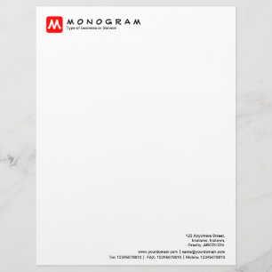 En-tête De Lettre Monogramme Carré arrondi - Rouge