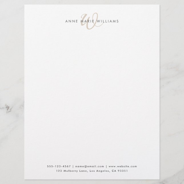 En-tête De Lettre Monogramme de script marron moderne (Devant)