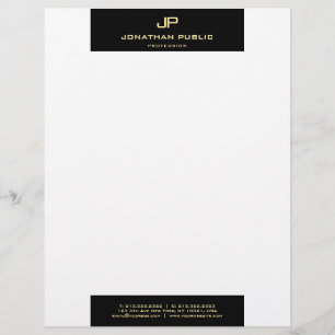 En-tête De Lettre Monogramme d'or noir blanc moderne simple