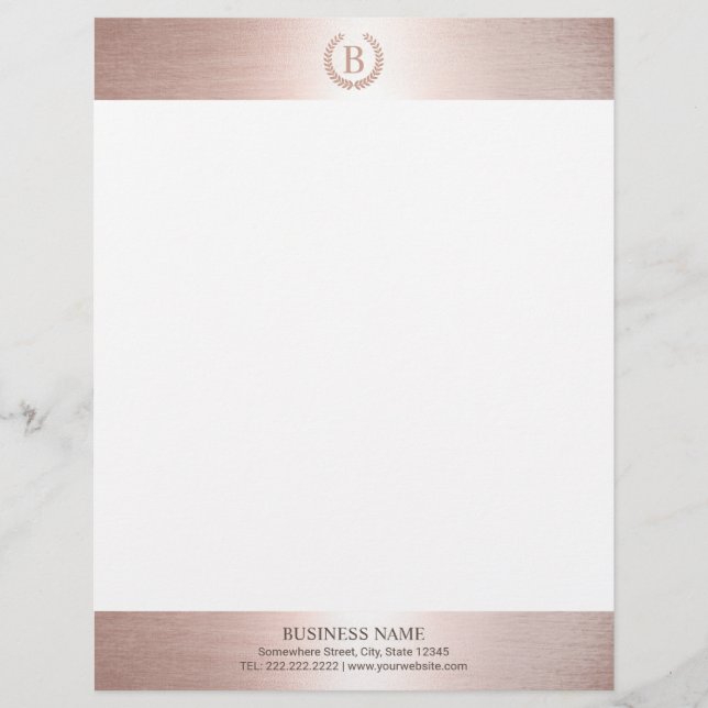 En-tête De Lettre Monogramme Logo Rose moderne Gold Bordure (Devant)