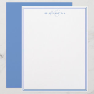 En-tête De Lettre Monogramme minimaliste bleu foncé à deux bordures