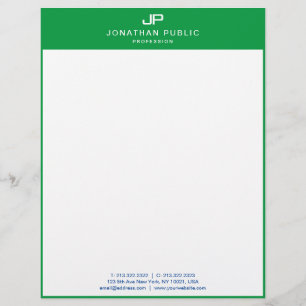 En-tête De Lettre Monogramme Modèle initial Vert blanc personnalisab