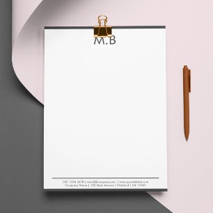 En-tête De Lettre Monogramme moderne Gris Bordure de la société Mail