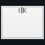 En-tête De Lettre Monogramme moderne noir et blanc classique avec at<br><div class="desc">Bloc-notes moderne Monogramme noir et blanc classique</div>