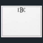 En-tête De Lettre Monogramme moderne noir et blanc classique avec at<br><div class="desc">Bloc-notes moderne Monogramme noir et blanc classique</div>