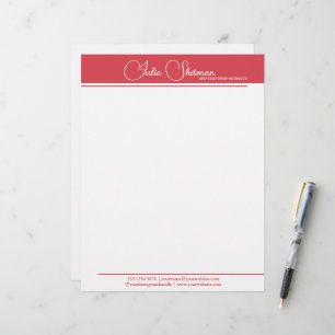 En-tête De Lettre Monogramme moderne Rouge féminin Script minimalist