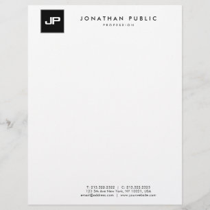 En-tête De Lettre Monogramme noir blanc Modèle simple moderne
