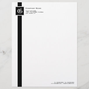 En-tête De Lettre Monogramme noir et blanc professionnel de rayure