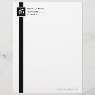 En-tête De Lettre Monogramme noir et blanc professionnel de rayure