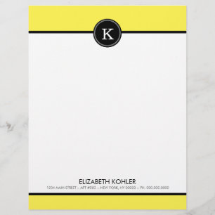 En-tête de lettre Monogramme noir et jaune
