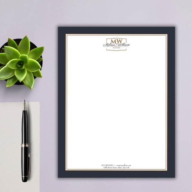 En-tête De Lettre Monogramme noir simple (Créateur téléchargé)