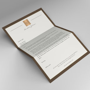 En-tête De Lettre Monogramme or cadre en cuir marron de luxe