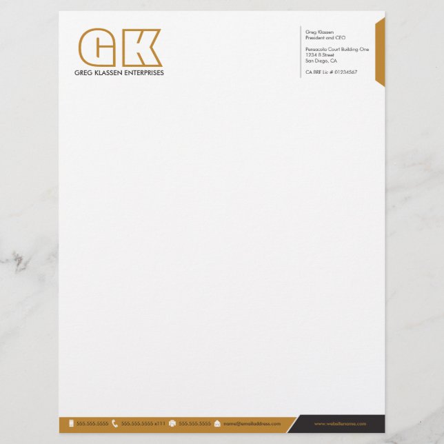 En-tête De Lettre Monogramme professionnel (Devant)