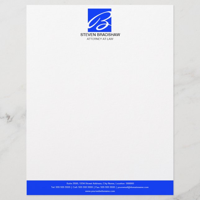 En-tête De Lettre Monogramme professionnel bleu (Devant)