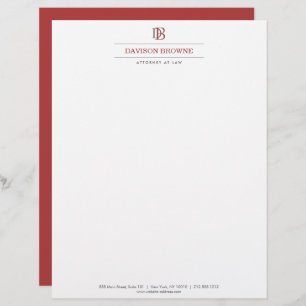 En-tête De Lettre Monogramme professionnel rouge sur blanc