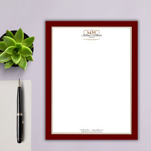 En-tête De Lettre Monogramme rouge simple