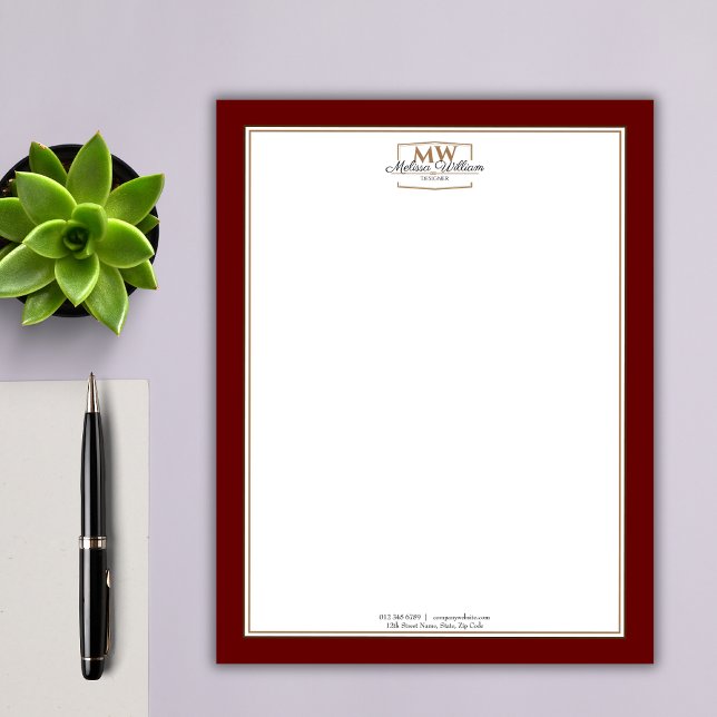 En-tête De Lettre Monogramme rouge simple (Créateur téléchargé)