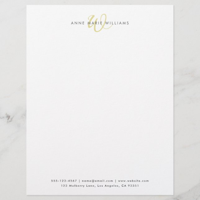 En-tête De Lettre Monogramme Script Chartreuse Moderne (Devant)