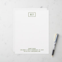 Monogramme simple moderne vert olive foncé