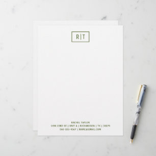 En-tête De Lettre Monogramme simple moderne vert olive foncé