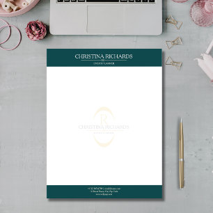 En-tête De Lettre Monogramme Turquoise Moderne Élégante Entreprise